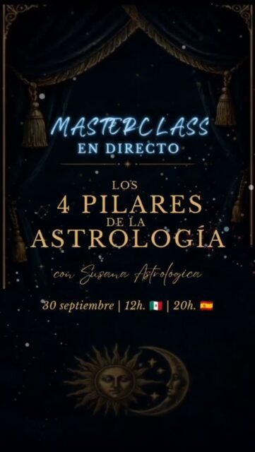 🪐¡Estas invitad@! A mi Masterclass del 30 de septiembre 12h. México, 20h. España. Donde charlaremos de los 4 pilares de la astrología: signos, casas, aspectos y planetas. Las astrología nació para predecir eventos.
Si quieres que te pase el link de acceso comenta MASTER o entra al link en mi bio.
¡Ahí nos vemos!#astrologia #susanastrologica #masterclass #certificacion #zoommeeting